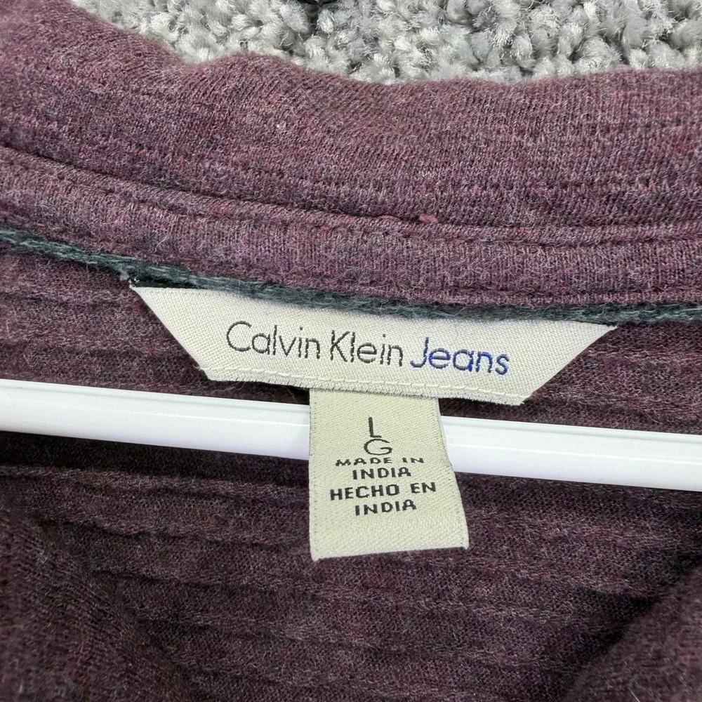 Calvin Klein Jeans Quarter Zip Mens L Burgundy Pullover